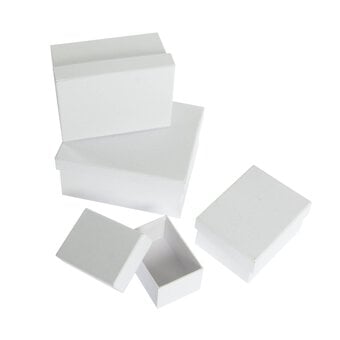 White Mache Rectangle Nesting Boxes 4 Pack