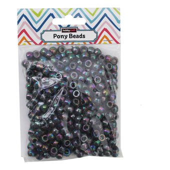 Metallic Black Pony Beads 68.3g