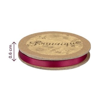 Wine Double-Faced Satin Ribbon 6mm x 5m image number 4