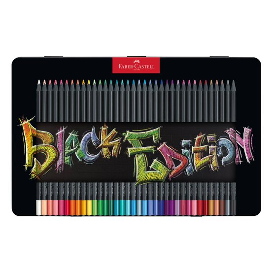 Faber-Castell Assorted Black Edition Colour Pencils Tin 36 Pack image number 1