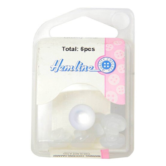 Hemline White Basic Dome Button 6 Pack image number 2