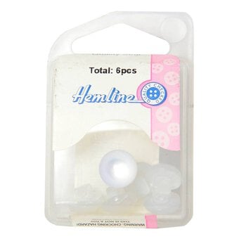Hemline White Basic Dome Button 6 Pack