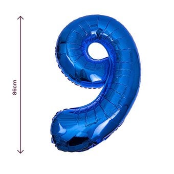 Extra Large Blue Foil Number 9 Balloon image number 2