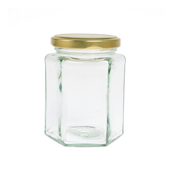 Clear Hexagonal Glass Jars 280ml 6 Pack