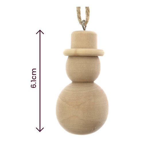 Hanging Wooden Snowman Decoration 6cm image number 3