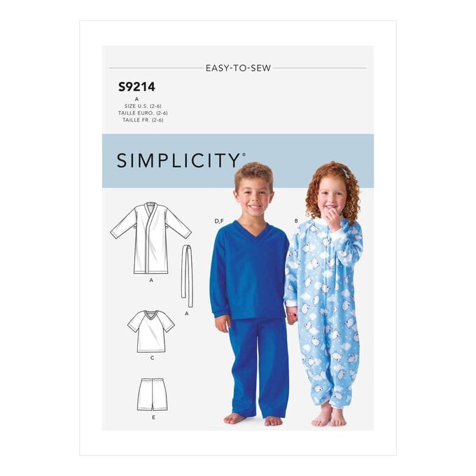 Simplicity Kids’ Cosywear Sewing Pattern S9214 (2-6) image number 1