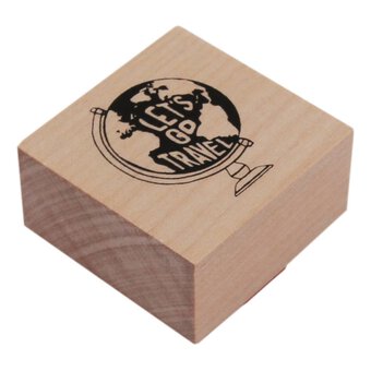 Globe Wooden Stamp 3.8cm x 3.8cm