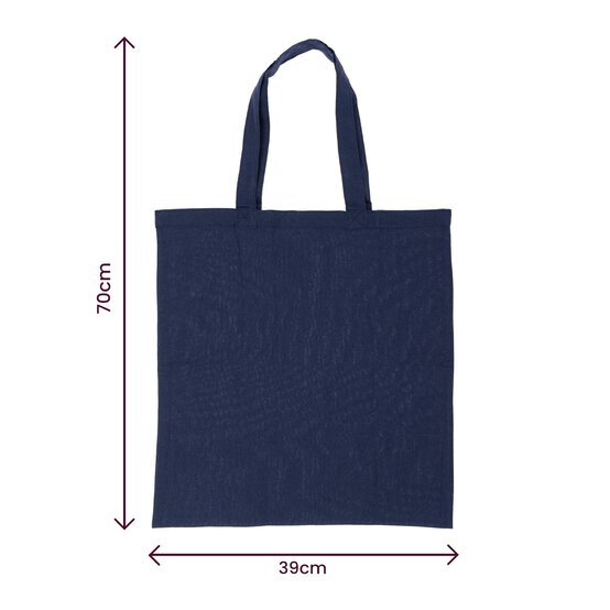 Navy Blue Cotton Tote Shopping Bag 40cm x 38cm image number 3