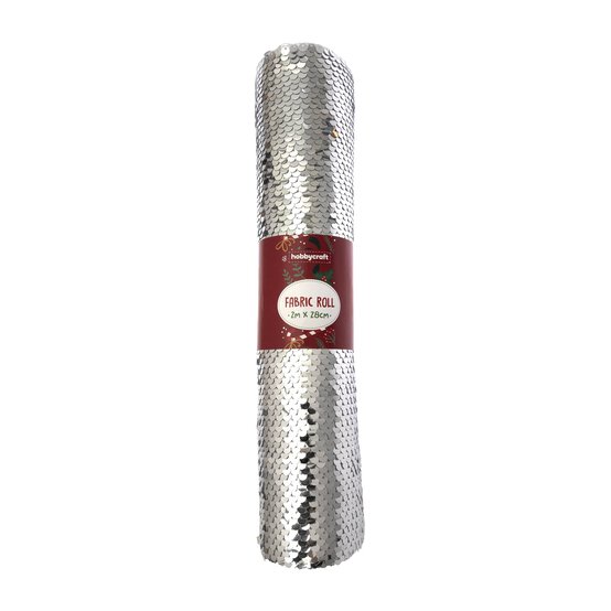 Silver Sequin Fabric Roll 28cm x 2m image number 4
