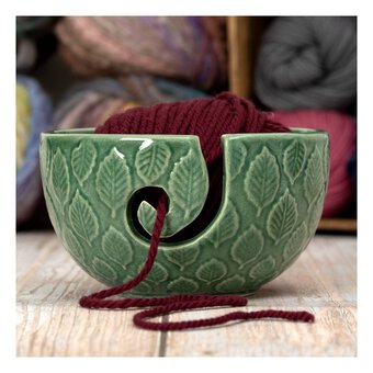 Green Leaf Pattern Yarn Bowl