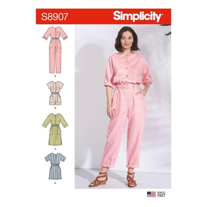 Simplicity Jumpsuit and Dress Sewing Pattern S8907 (14-22) image number 1