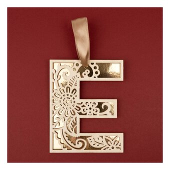 Wooden Filigree Hanging Letter E 13cm