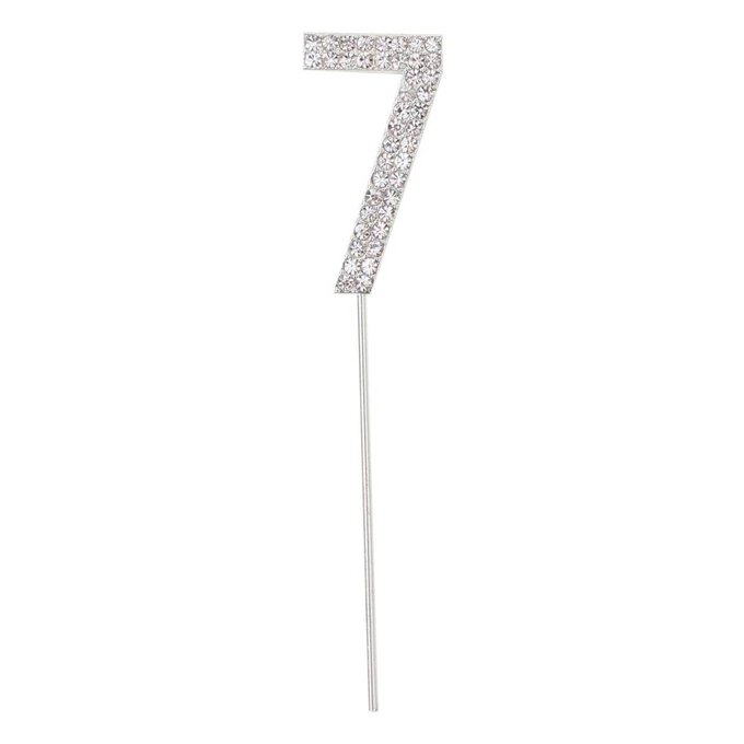 Silver Diamante Number 7 Cake Pick image number 1