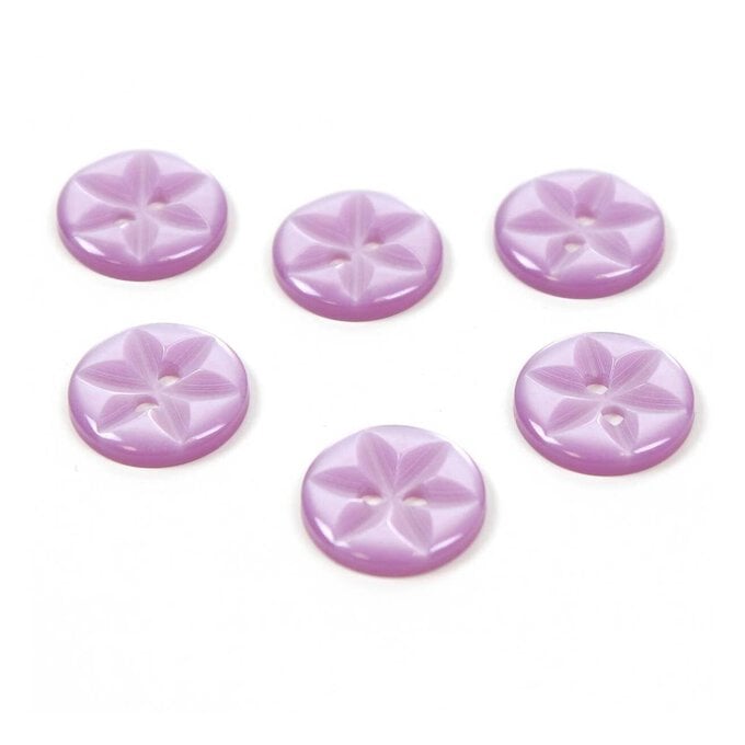Hemline Lilac Basic Star Button 6 Pack image number 1