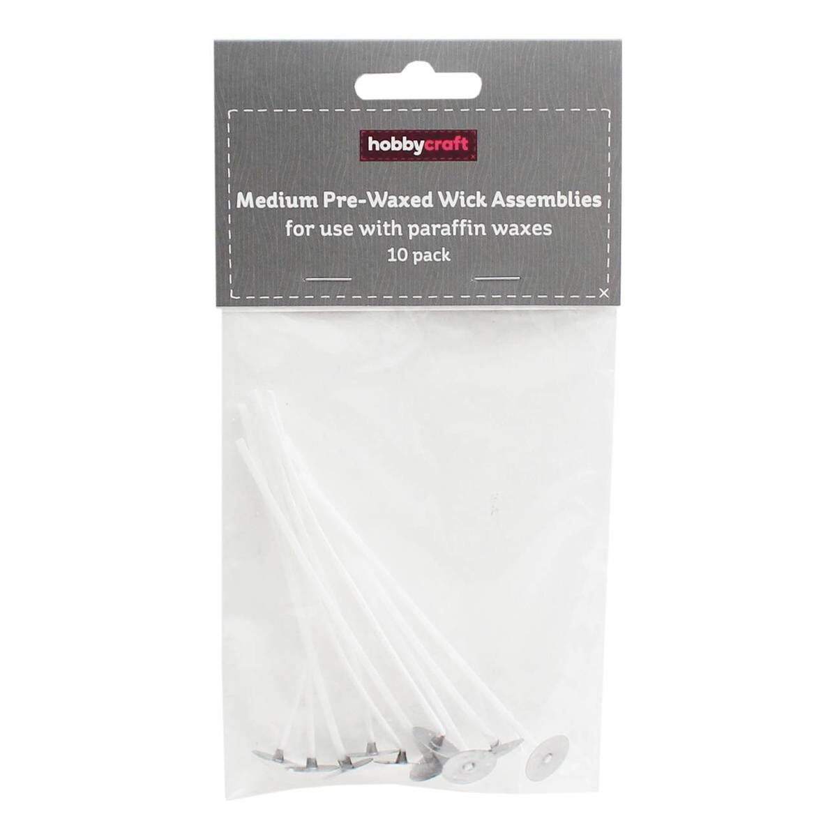 PreWaxed Wick Assemblies for Paraffin Wax 100mm 10 Pack Hobbycraft