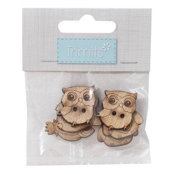 Trimits Wooden Owl Buttons 6 Pieces image number 2