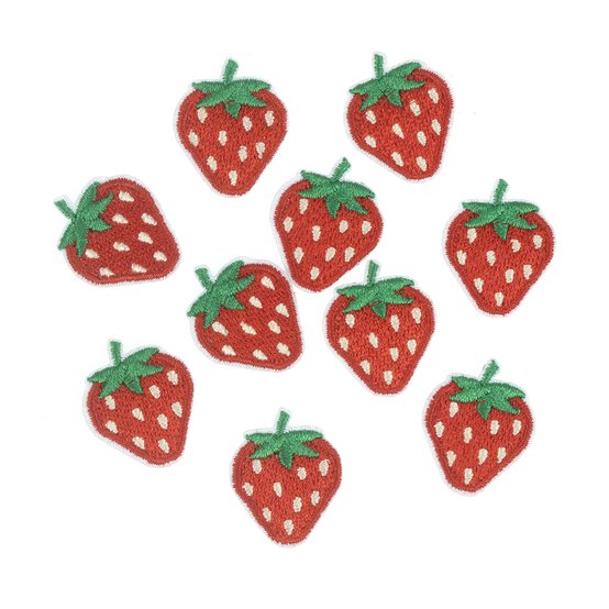 Mini Strawberry Iron-On Motifs 10 Pack image number 1
