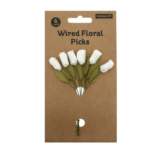 White Tulip Wired Floral Picks 12cm 6 Pack image number 4
