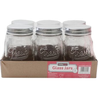 Fresh Embossed Clear Glass Jar 490ml 6 Pack image number 4