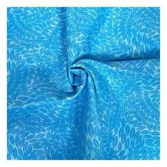 Turquoise Cotton Textured Leaf Blender Fabric by the Metre