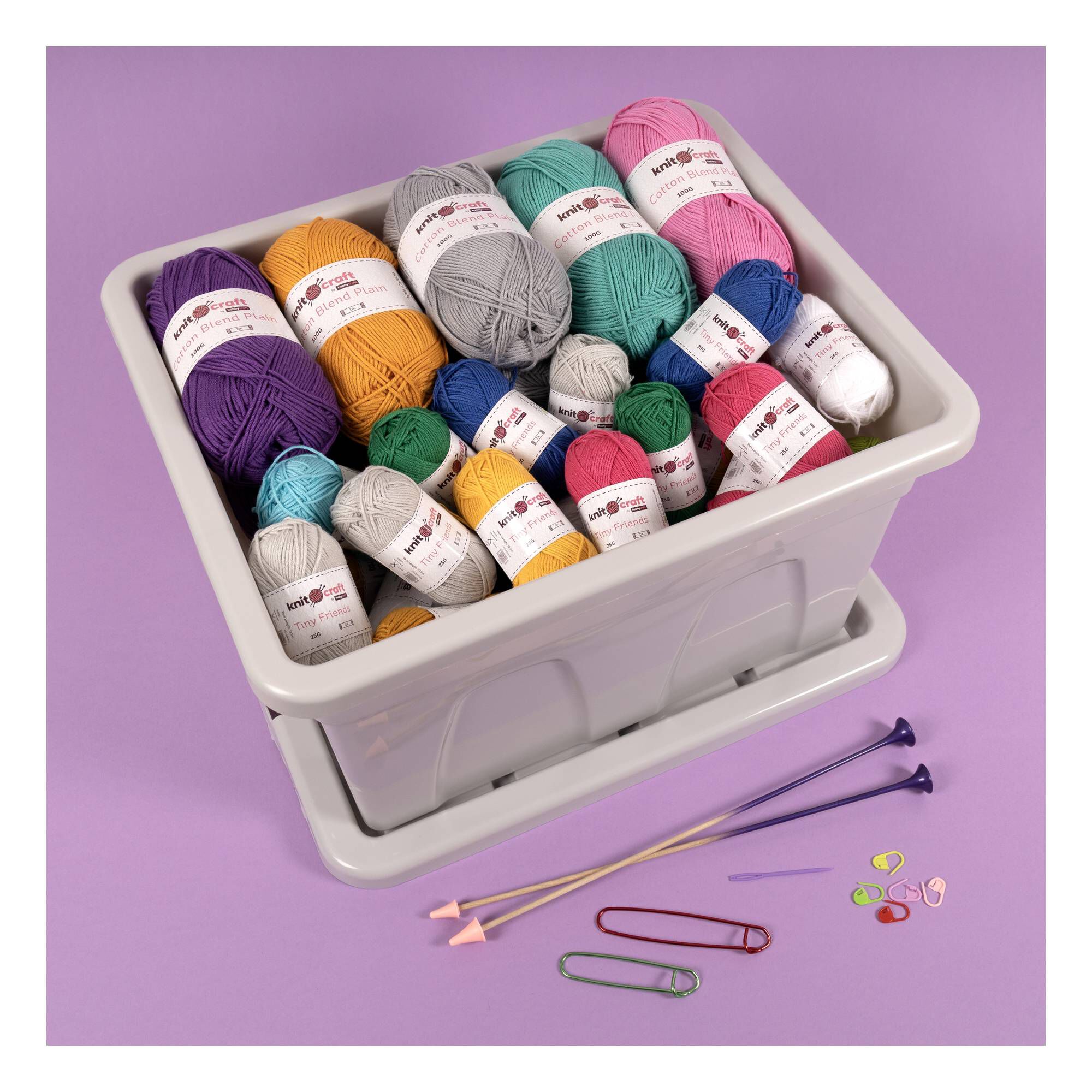 Whitefurze 32 Litre Pastel Grey Stack and Store Storage Box Hobbycraft