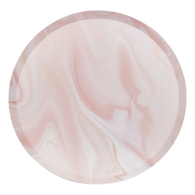 Ginger Ray Pink Marble Paper Plates 8 Pack  image number 1