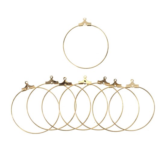 Gold Plated Hanging Hoops 35mm 8 Pack image number 2