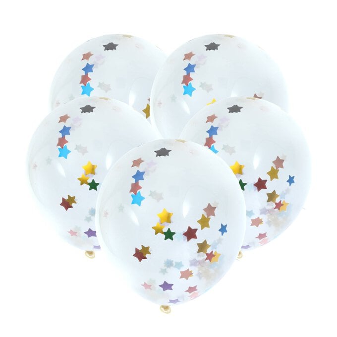 Pastel Star Confetti Balloons 5 Pack image number 1