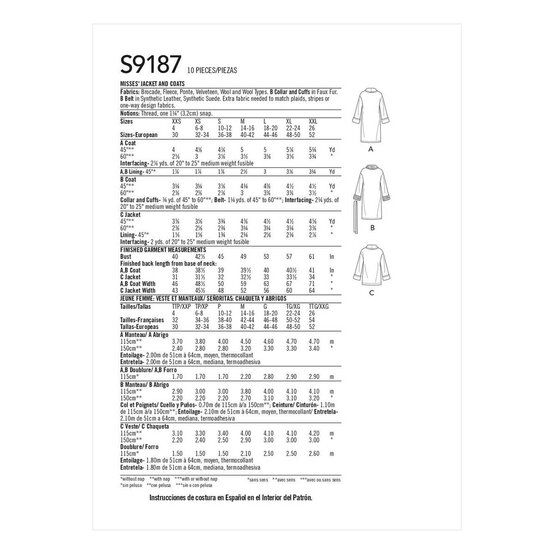Simplicity Jacket and Coat Sewing Pattern S9187 (XXS-XXL) image number 2