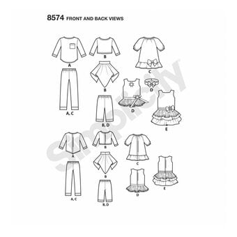 Simplicity Doll Clothes Sewing Pattern 8574 image number 2