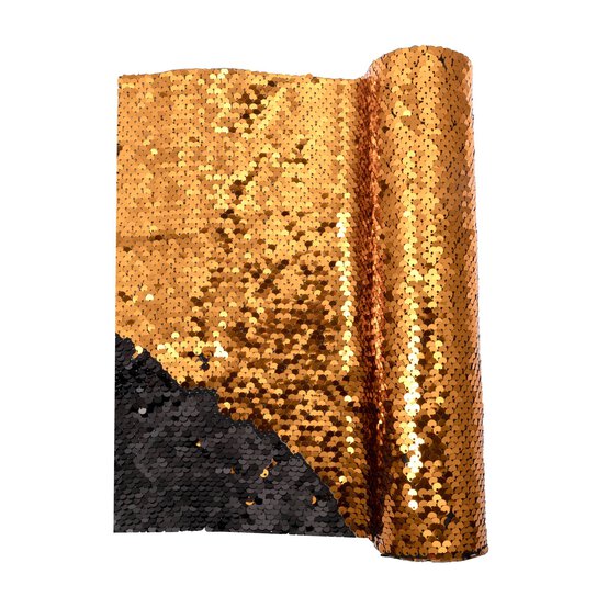 Orange and Black Sequin Fabric Roll 28cm x 2m  image number 3