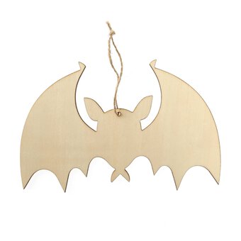 Hanging Wooden Bat Decoration 20cm