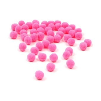 Pink Pom Poms 7mm 50 Pack