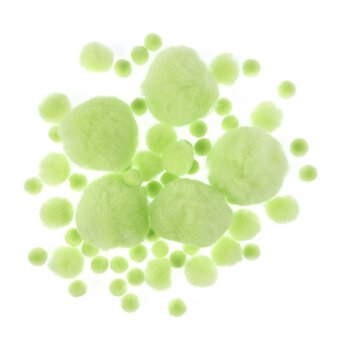 Pastel Green Pom Poms 60 Pack