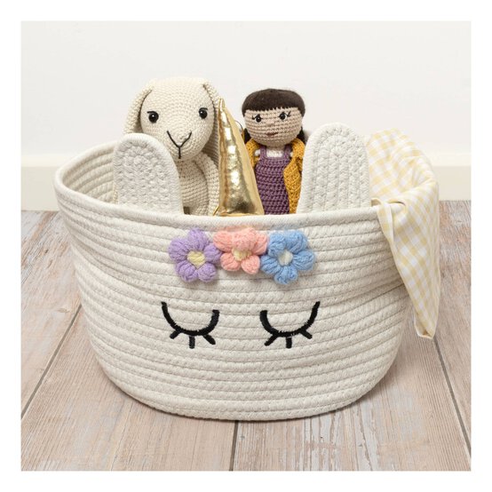 White Unicorn Cotton Rope Basket 30cm x 18cm  image number 2