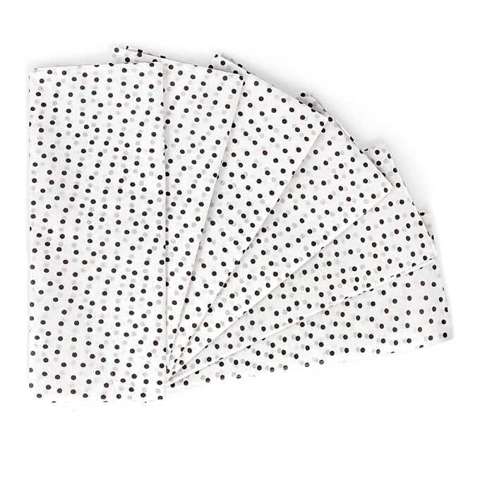 Black and White Spot Printed Tissue Paper 50cm x 75cm 6 Pack  image number 1