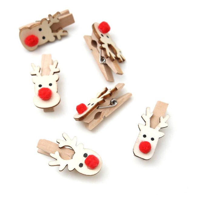Reindeer Pegs 6 Pack image number 1