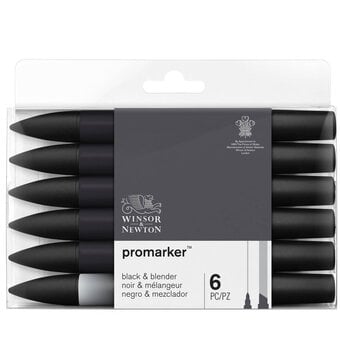 Winsor & Newton Black Promarkers 6 Pack image number 2