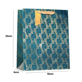 Blue and Gold Align Gift Bag 26cm x 22cm x 10cm