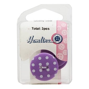 Hemline Lavender Novelty Spotty Button 3 Pack