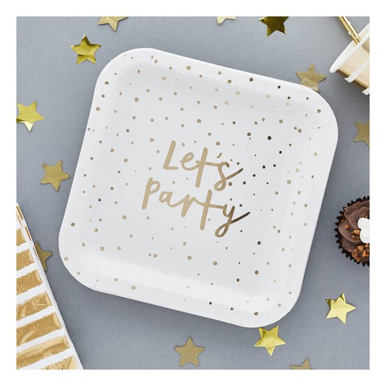 Gold Let's Party Plates 8 Pack  image number 2