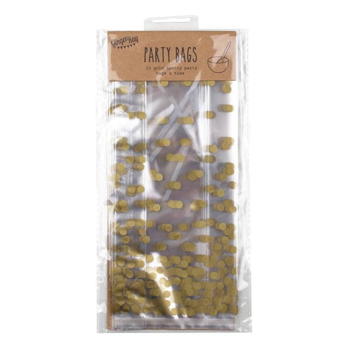Gold Spotty Party Bags 10 Pack image number 1