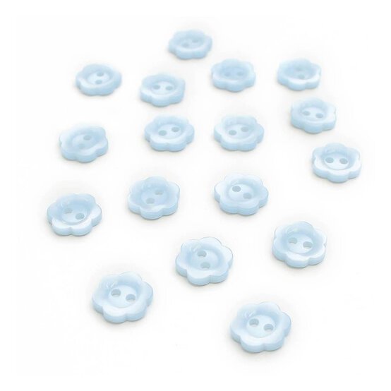 Hemline Sky Blue Basic Flower Button 17 Pack image number 1