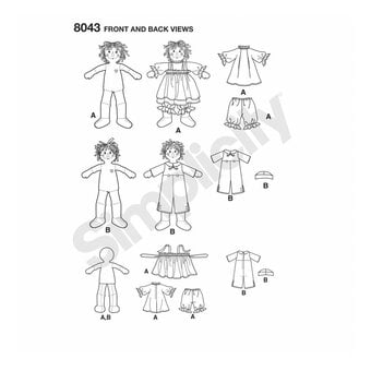 Simplicity Raggedy Dolls Sewing Pattern 8043 image number 2