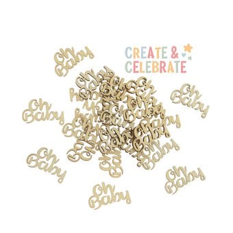 Create & Celebrate Oh Baby Wooden Confetti 24 Pack