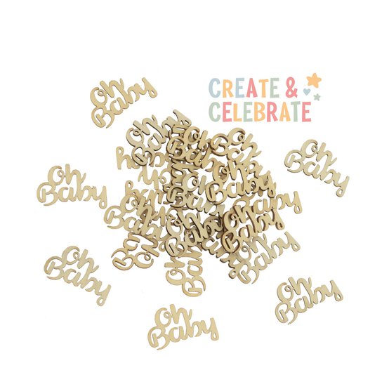 Create & Celebrate Oh Baby Wooden Confetti 24 Pack image number 1