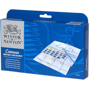 Winsor & Newton Cotman Watercolor - Complete Pocket Set, Set of 16,  Assorted Colors, Half Pans