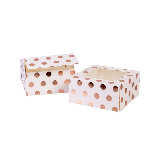 Rose Gold Polka Dot Treat Boxes 6 Inches 2 Pack image number 1