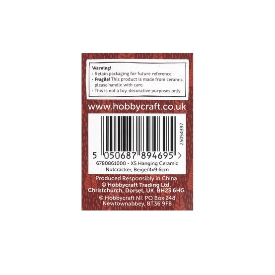 Hanging Beige Ceramic Nutcracker Decoration 10cm  image number 4