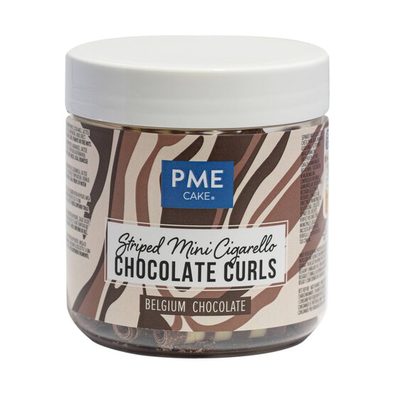 PME Striped Mini Cigarello Chocolate Curls 100g image number 1